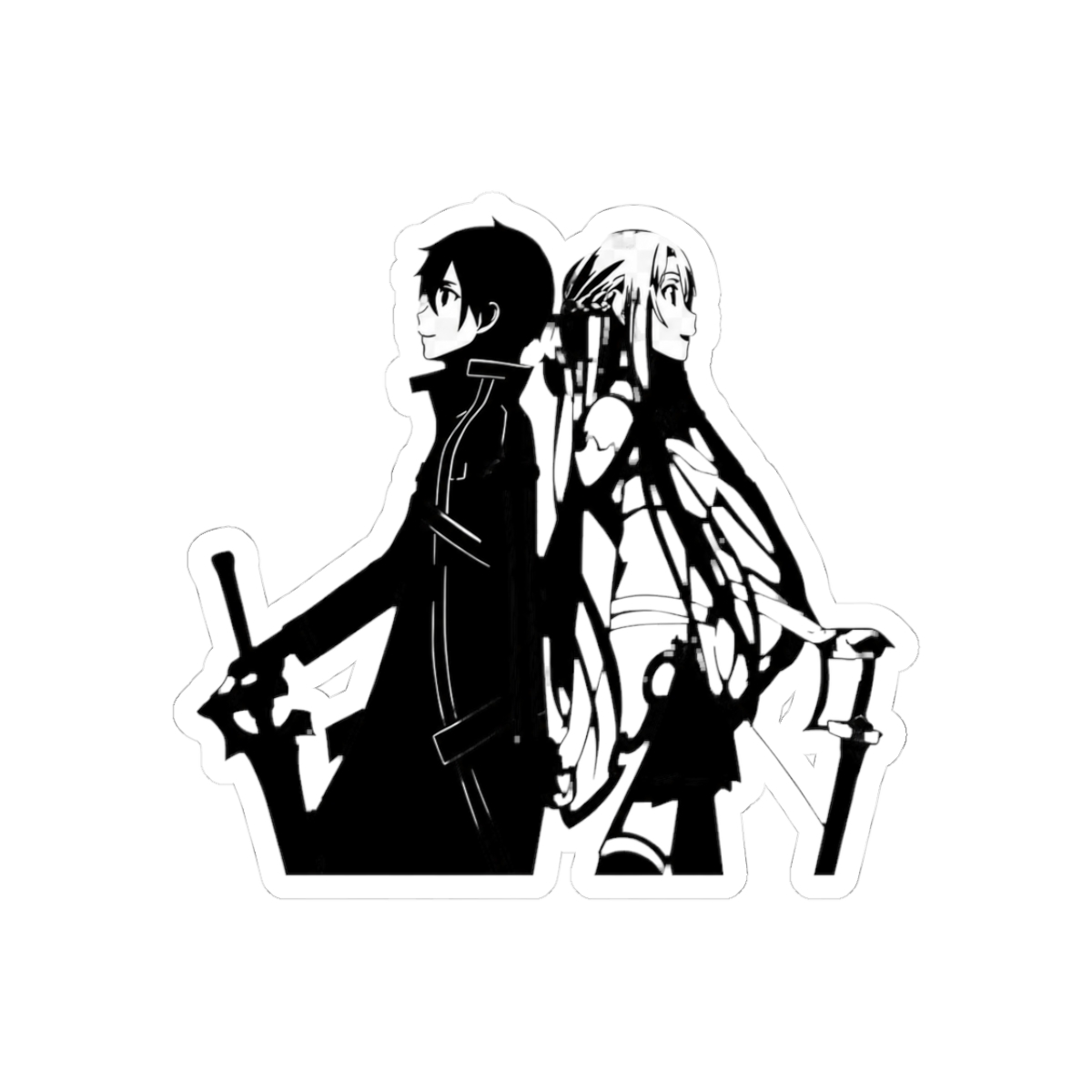 Kirito and Asuna in black and white | Sword Art Online